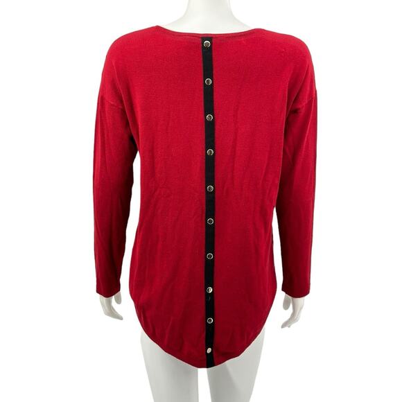 Soft Surroundings Sweater Womens Small Red Trieste Button Back Holiday Office - Picture 5 of 7